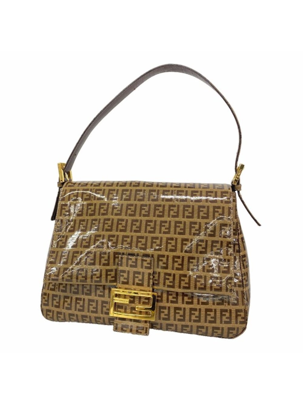 Fendi Handbag Zucca Mamma Bucket Brown Gold
